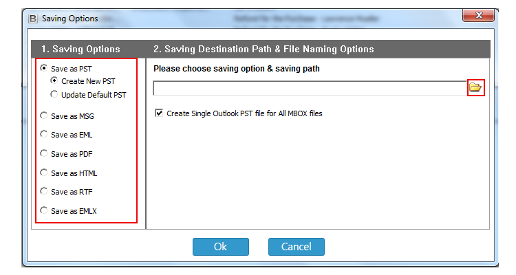 select required file format