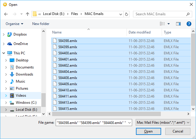select mac database folder