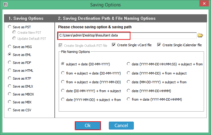 displaying destination path of converted data