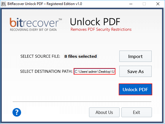 press unlock pdf button
